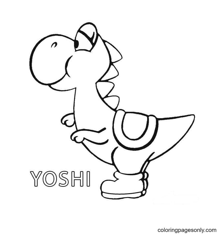 Yoshi with saddle on the back and boots new Coloring Pages
