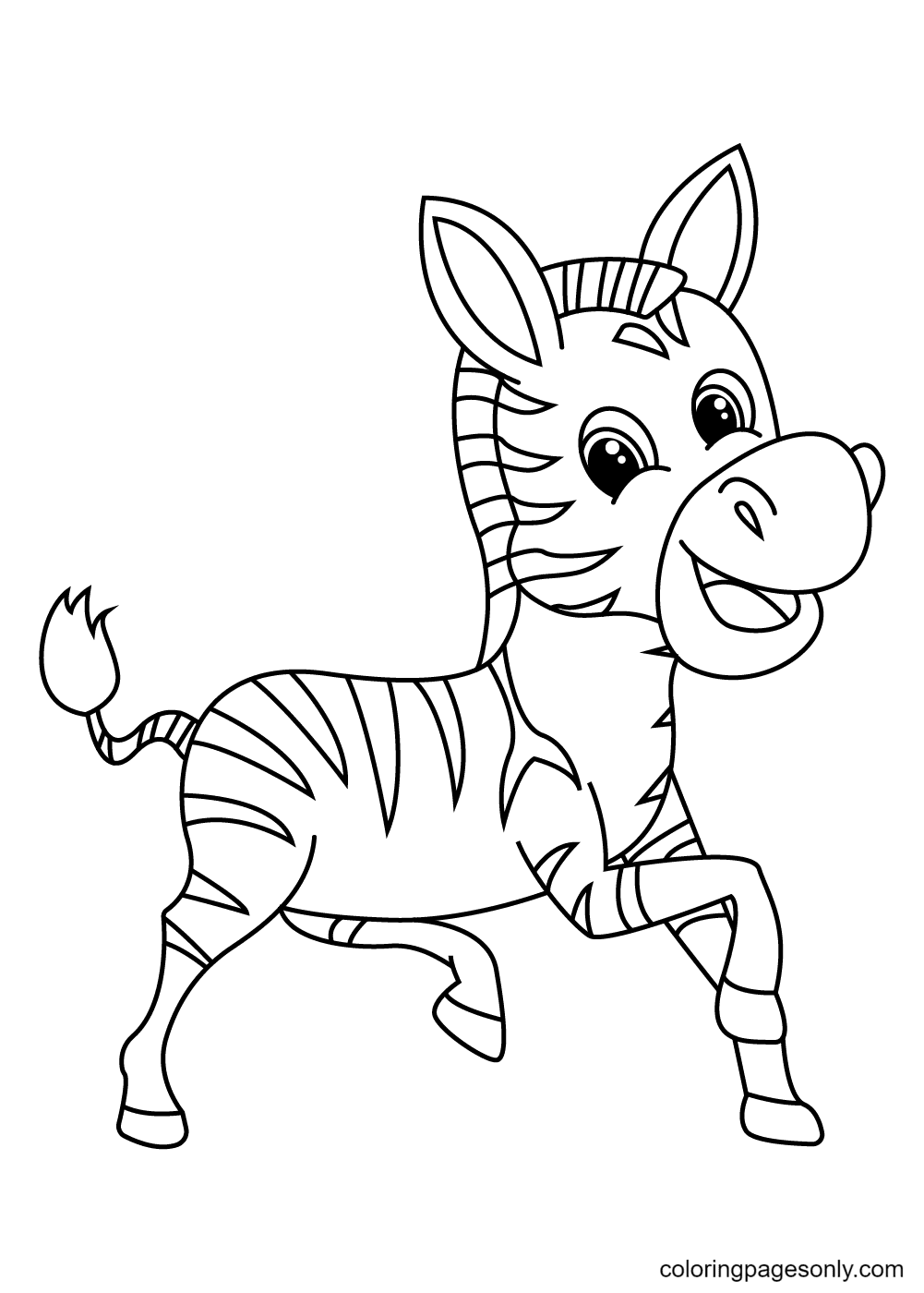 Zebra happy and smiling Coloring Page