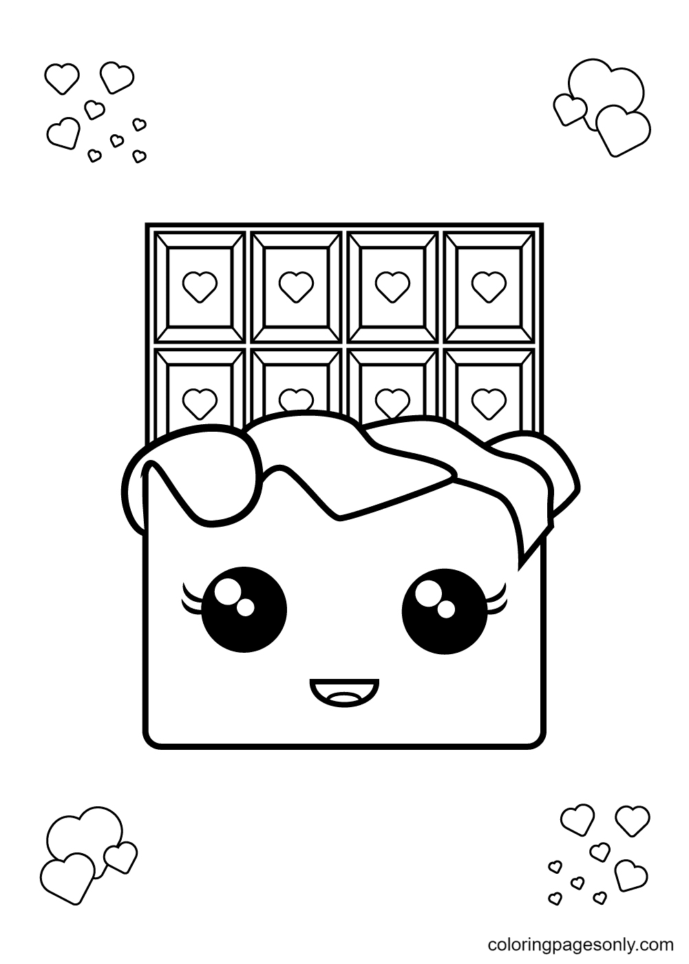 A Cute And Smiling Chocolate Bar Coloring Pages Free Printable 