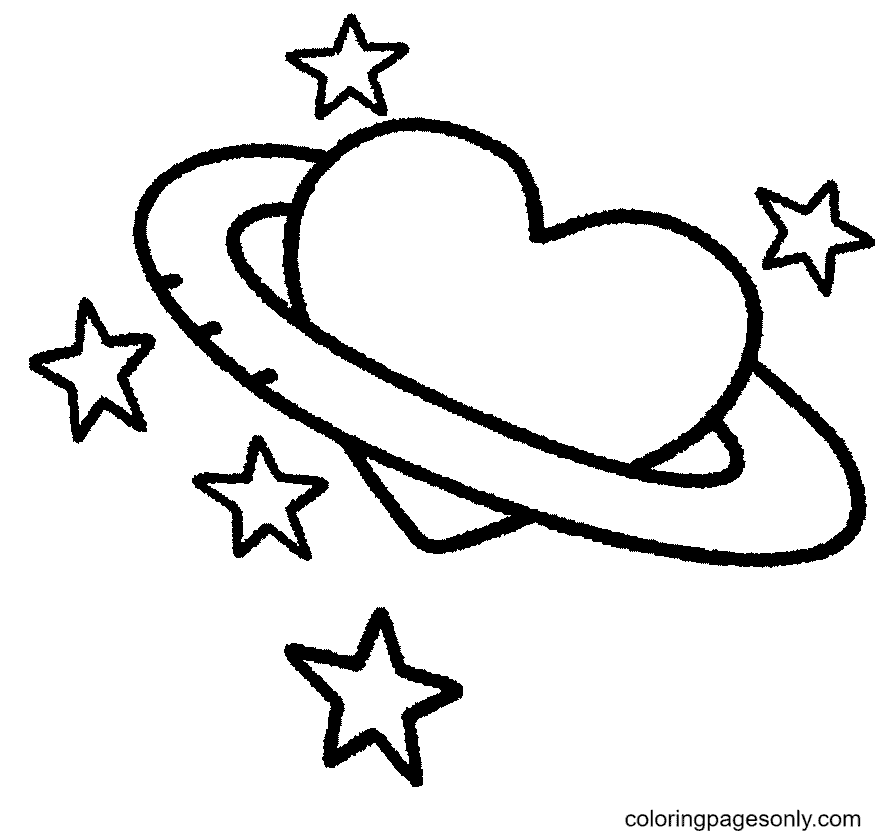 A Heart Shaped Planet Coloring Page