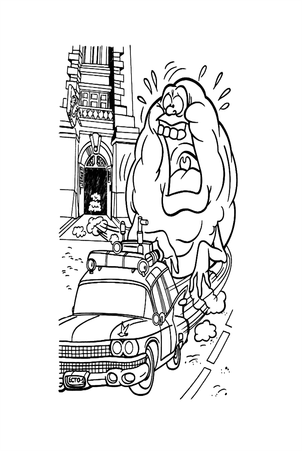 A Huge Ghost In Haunted House Coloring Pages