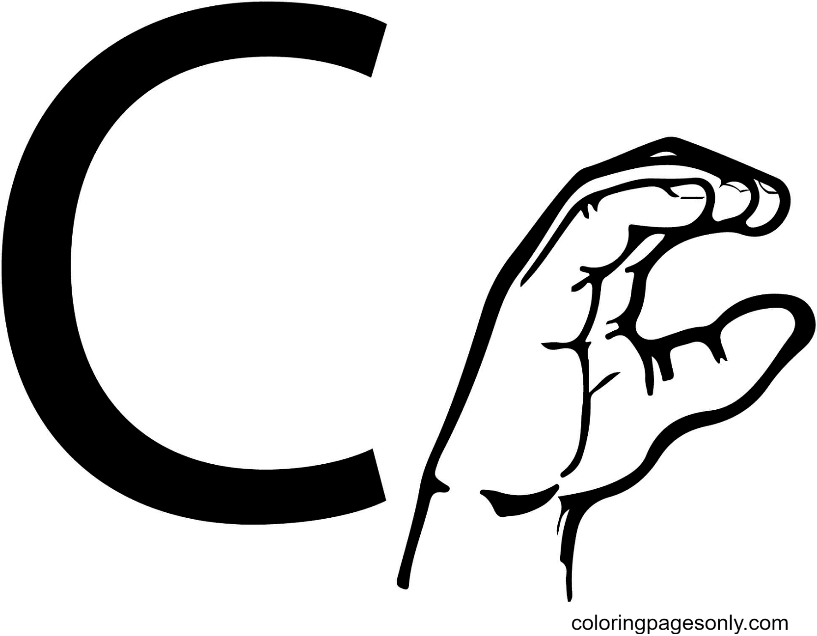 Letra C da linguagem de sinais ASL da letra C
