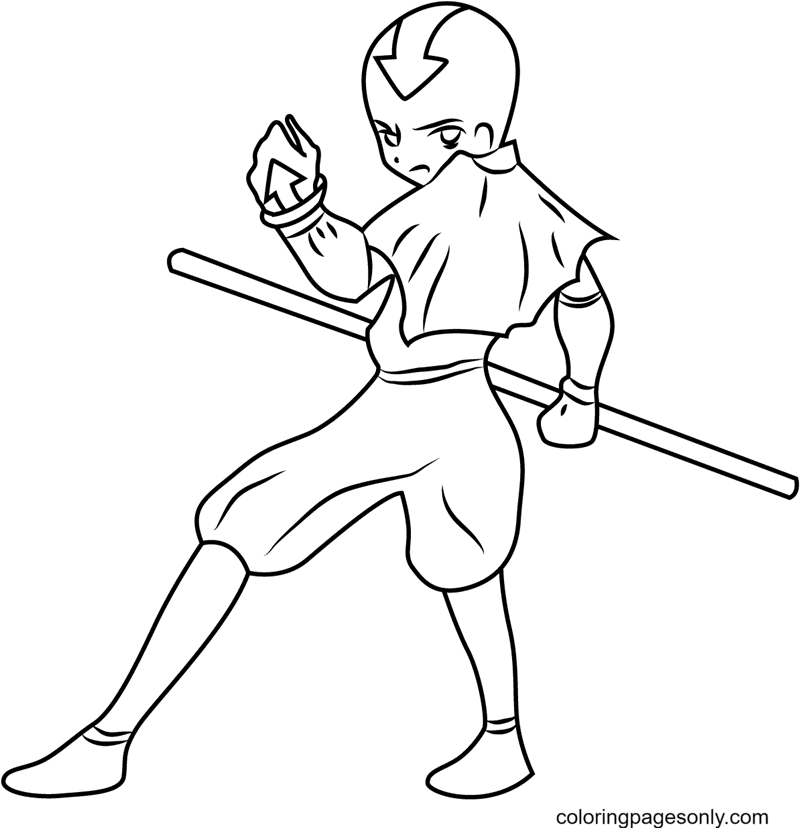 Aang Looking Back Coloring Pages
