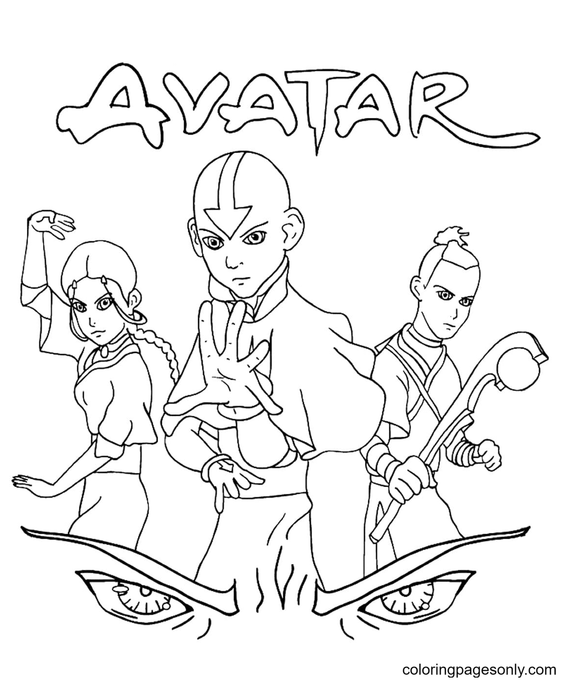 Aang and his friends from Avatar