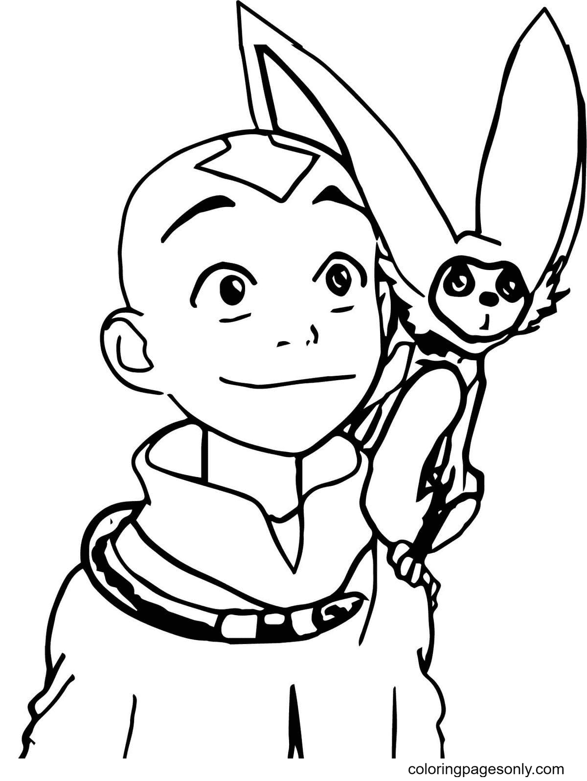 Aang with Momo from Avatar