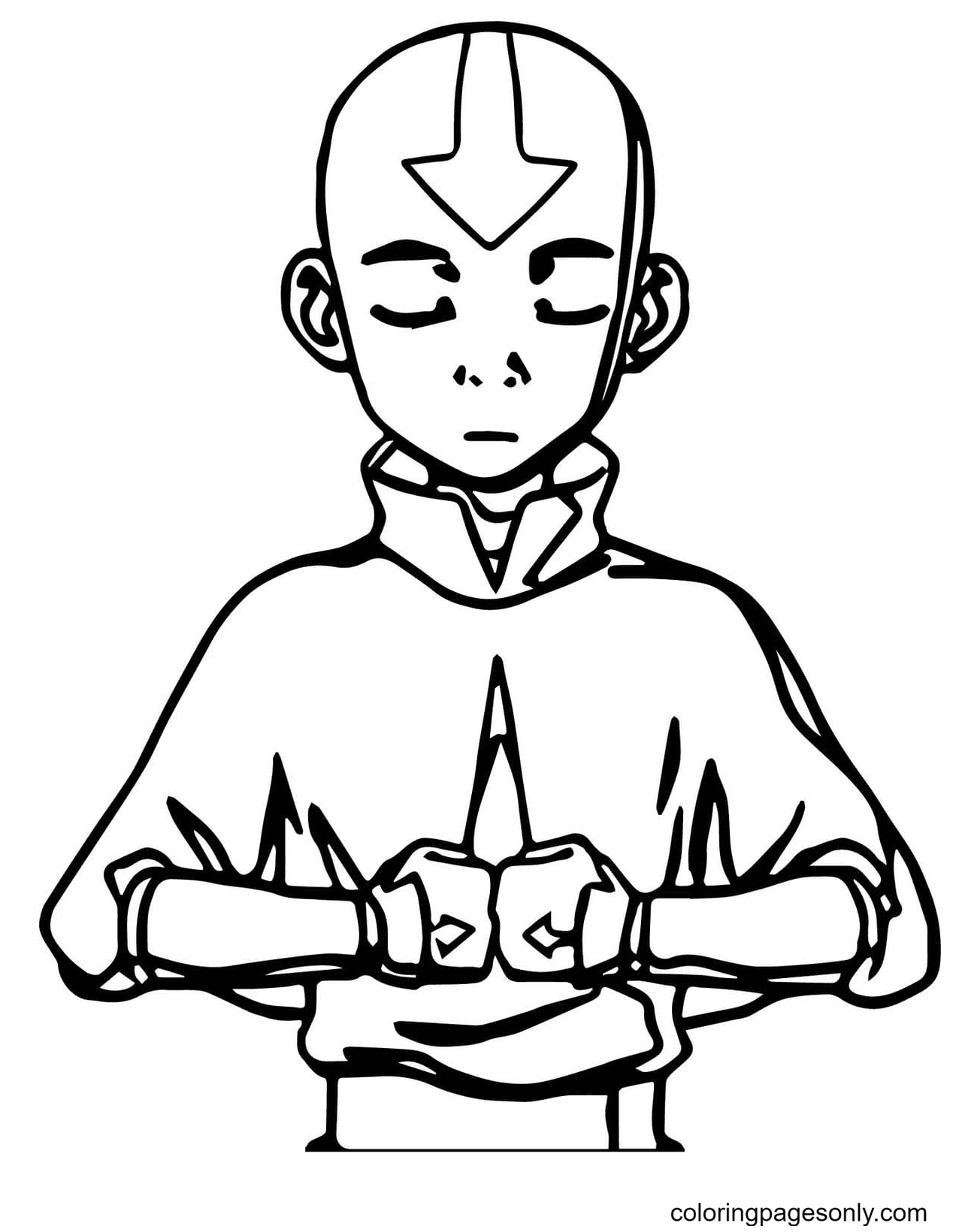Aang with closed eyes Coloring Page