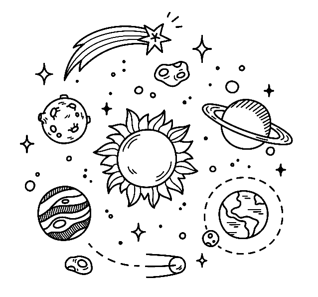 Aesthetic Drawings Of Planets Coloring Pages