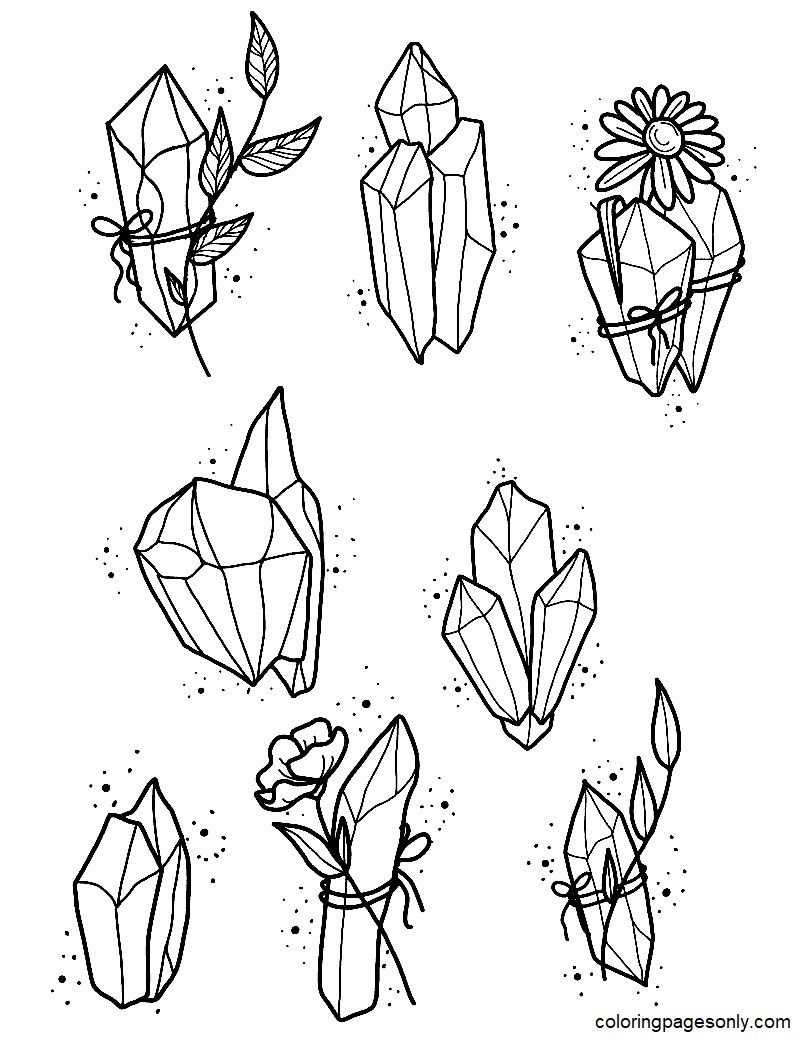 Aesthetics Crystals Coloring Page