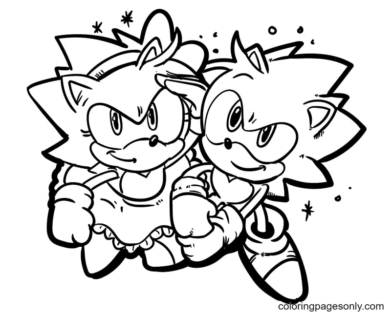 Sonic e Amy Rose para colorir