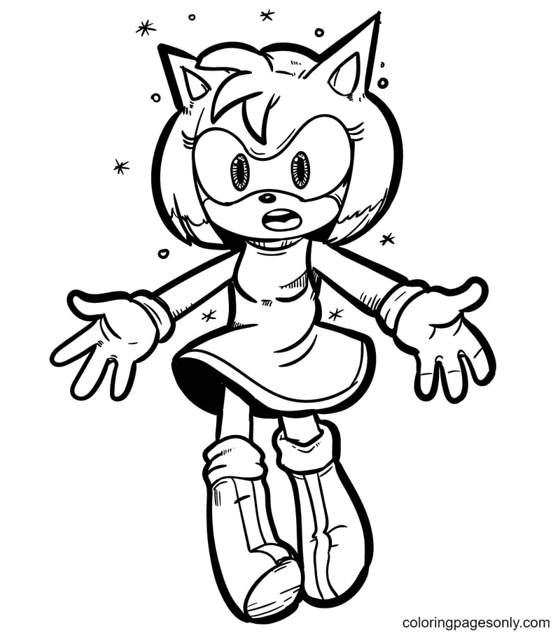 Amy Rose From Sonic The Hedgehog Series Coloring Page - ScribbleFun