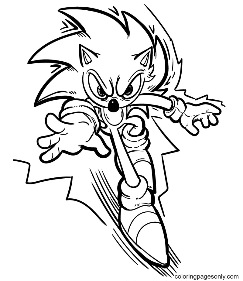 Angry Sonic Coloring Pages