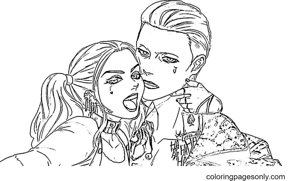 Anime Harley and Joker Coloring Page