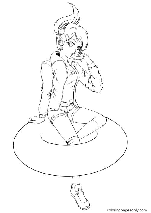 Aoi Asahina in a lifebuoy Coloring Pages