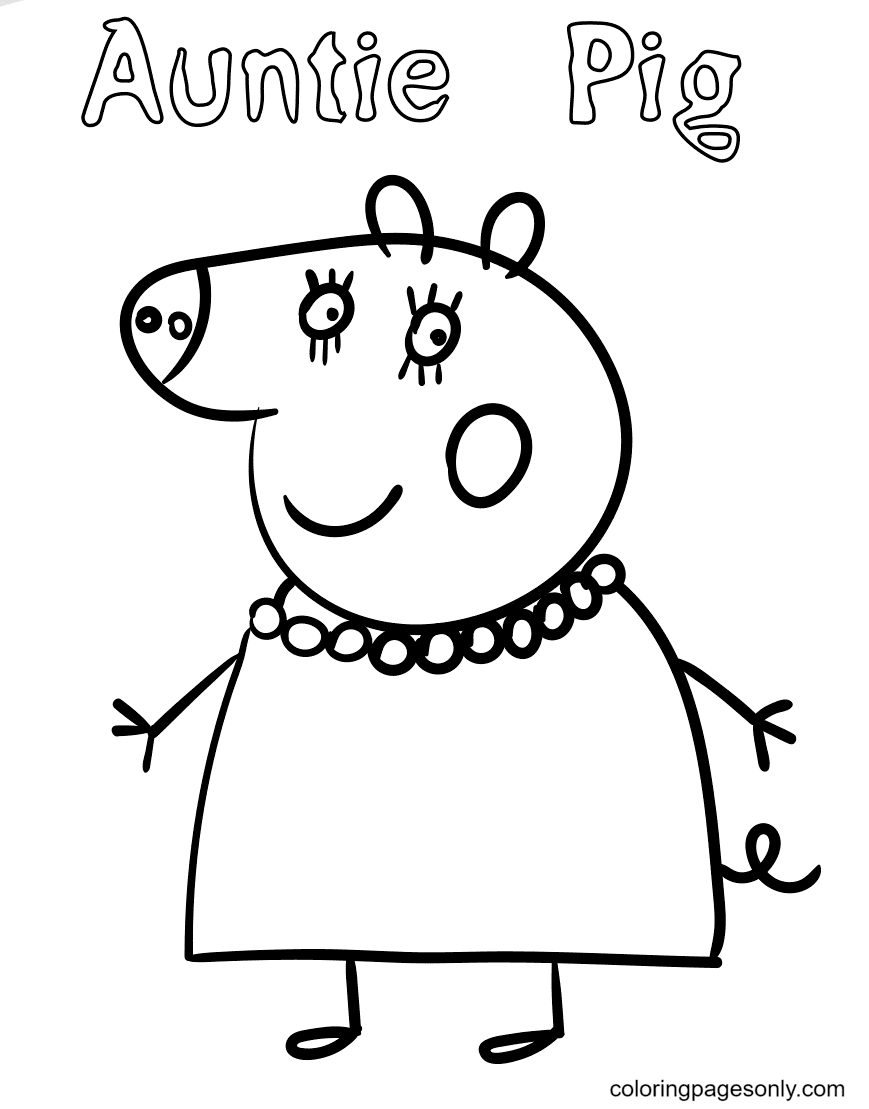 Auntie Pig Coloring Page