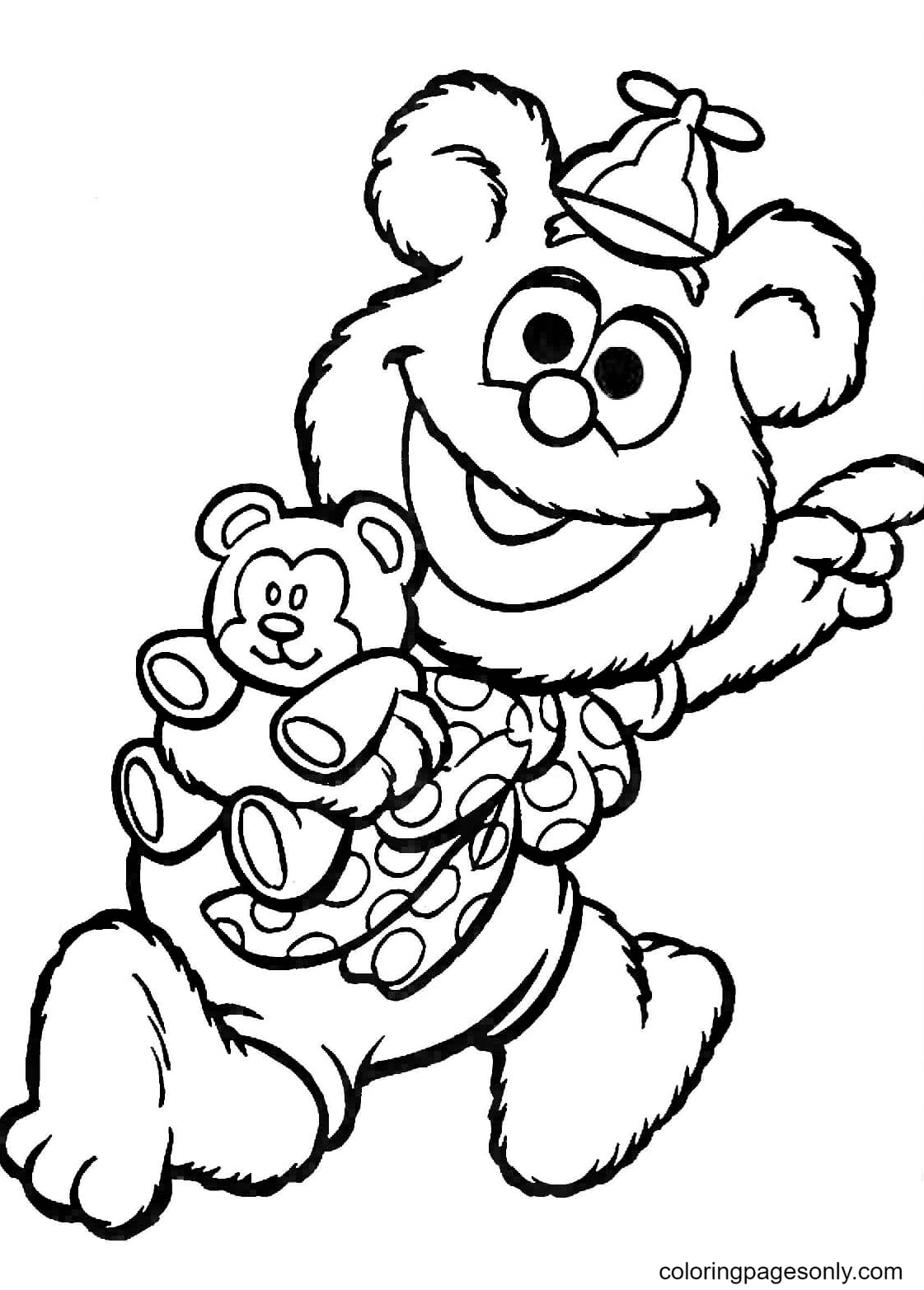 Baby Fozzie with a toy Coloring Page