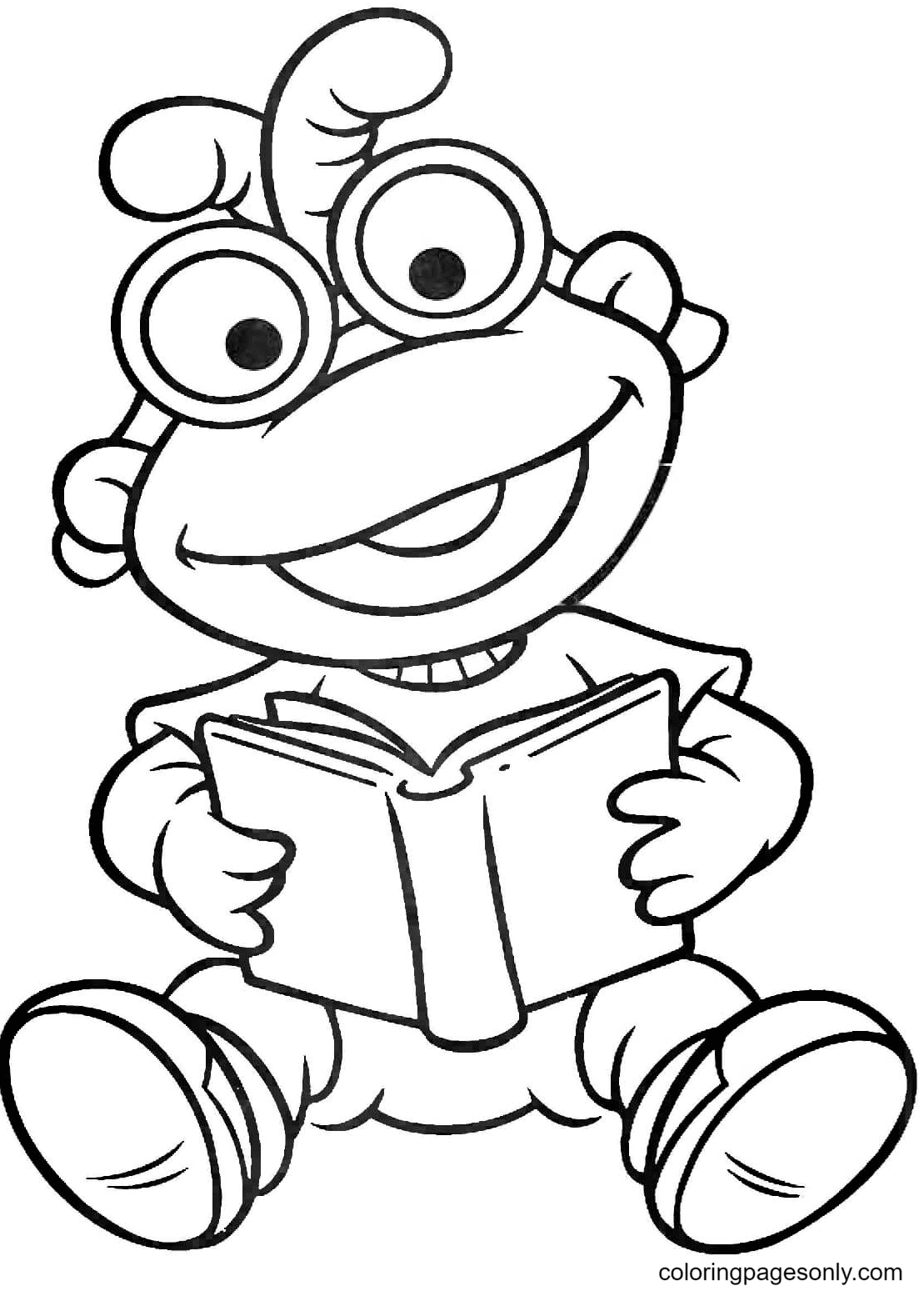 Baby Scooter está lendo um livro de Muppet Babies