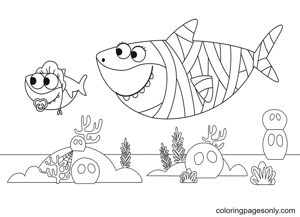 Baby Shark Halloweens Coloring Pages