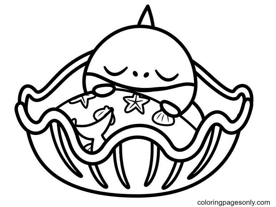 Baby Shark Sleeping Coloring Pages
