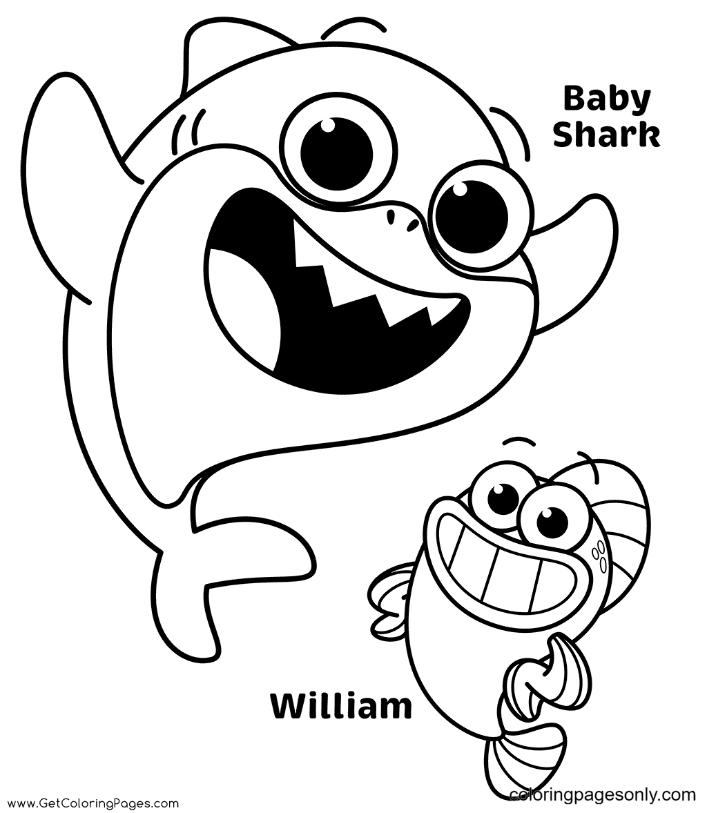 Baby Shark and William Coloring Pages