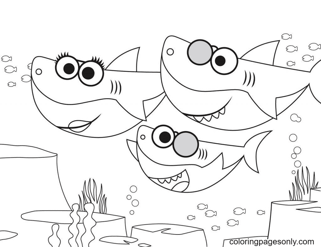 Baby Shark walking around Coloring Page