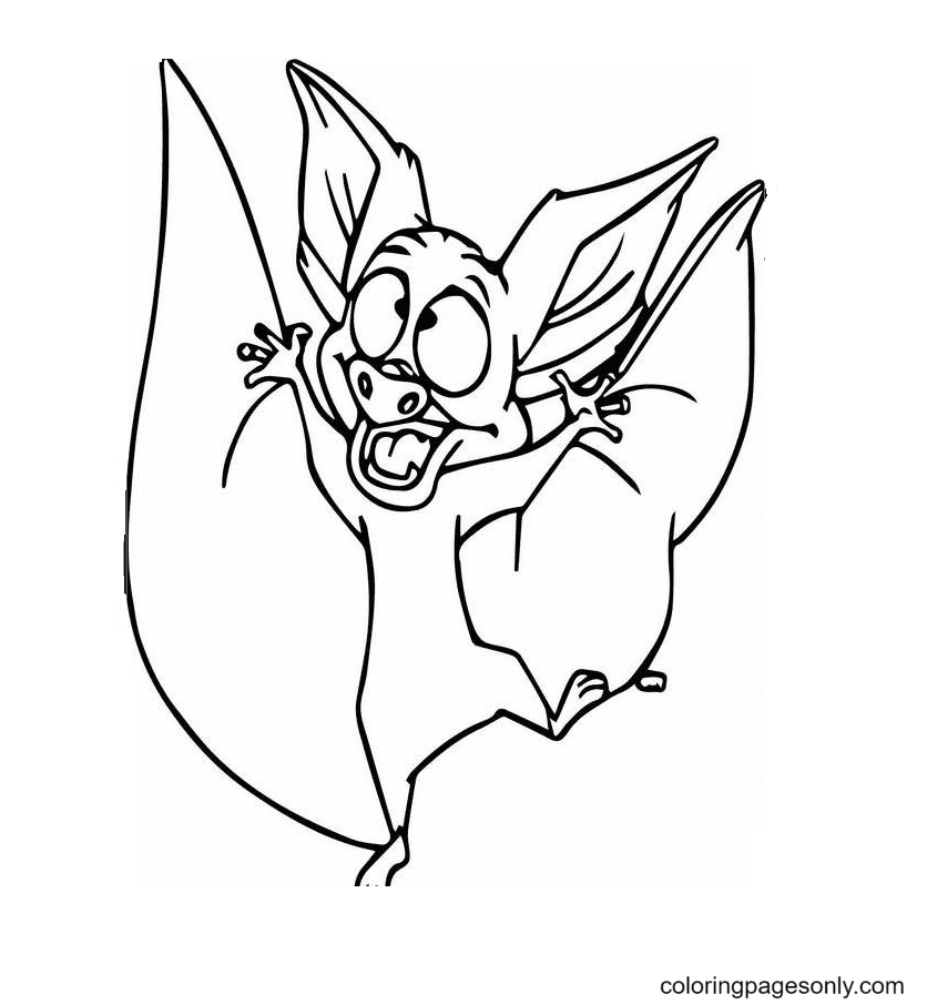 Bat Halloween Funny Coloring Page