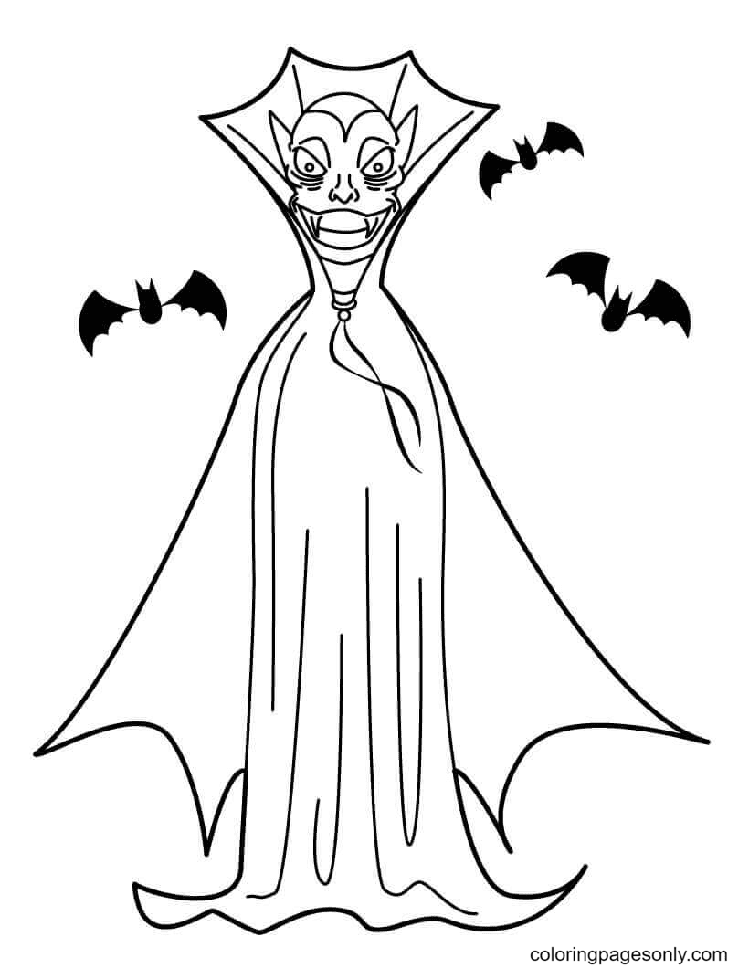 Desenho de morcegos e vampiros para colorir