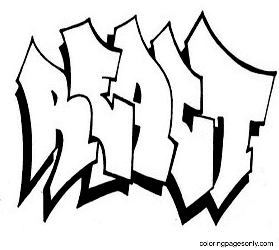 Desenho para colorir de graffiti de fera