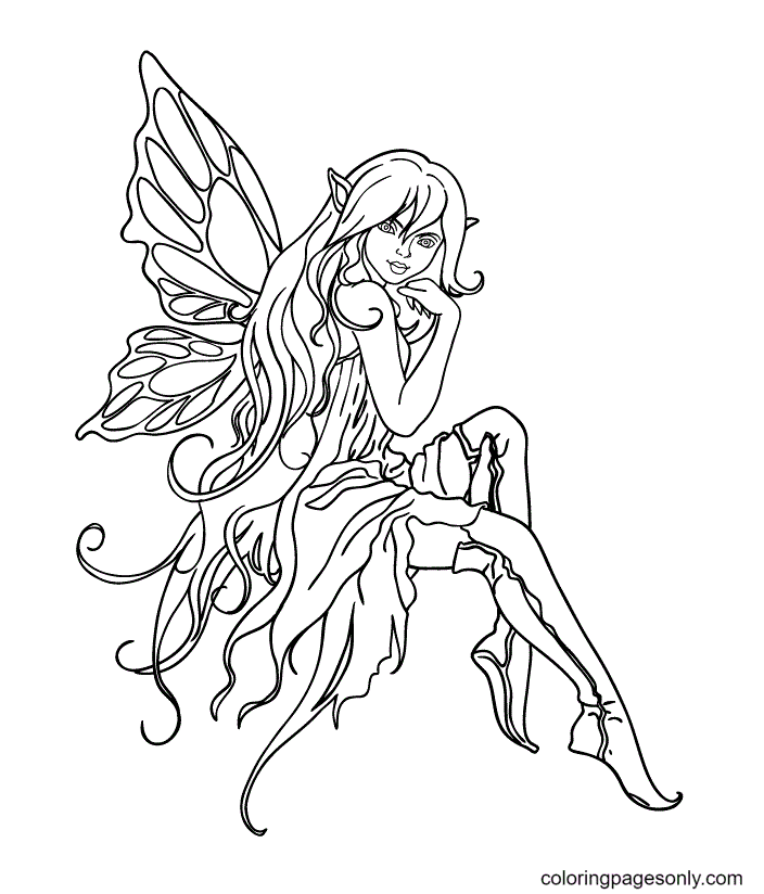 Beautiful Cartoon Fairy in Boots Coloring Pages - Fairy Coloring Pages