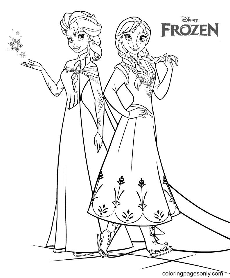 Beautiful Elsa And Anna Coloring Page Free Printable Coloring Pages