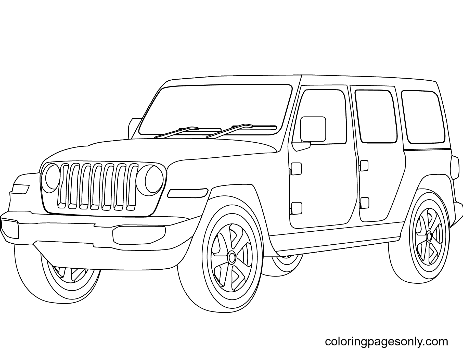 Beau coloriage Jeep Wrangler