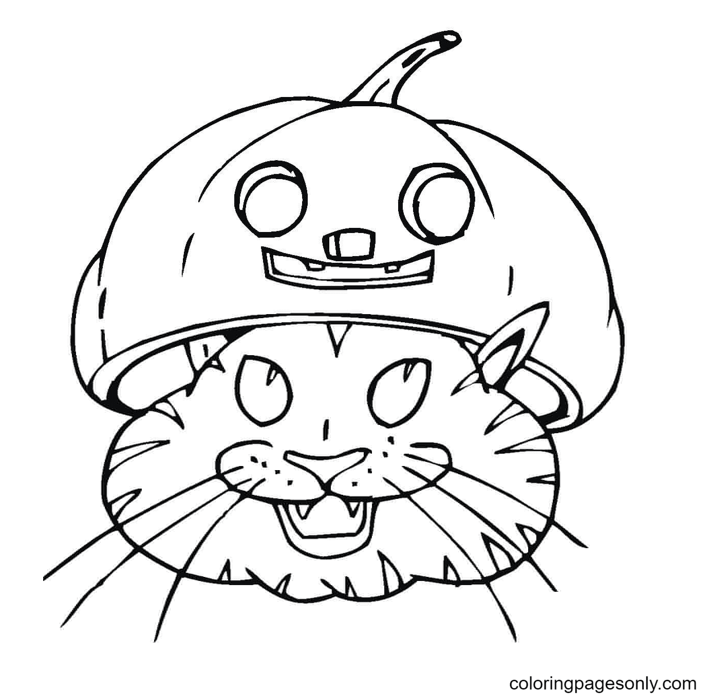 Black Cat In Jack o’ lantern Coloring Pages