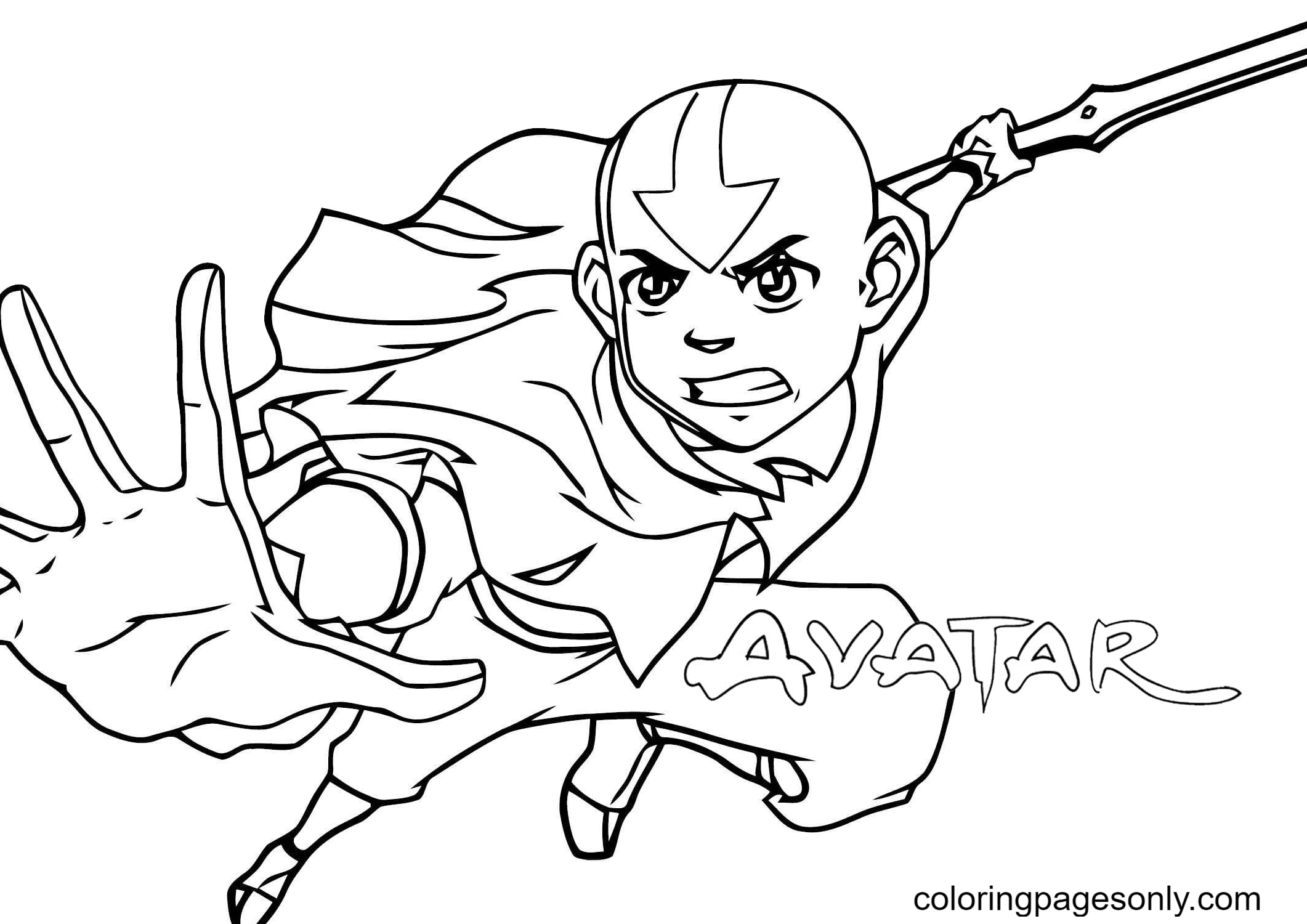 Boy Aang, ruler of all elements Coloring Page