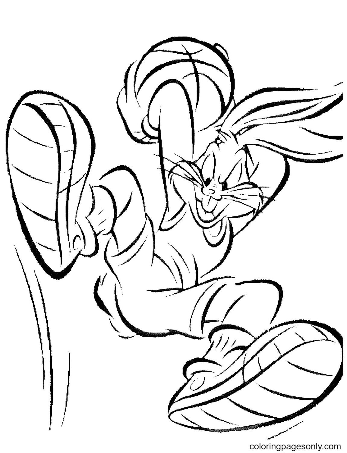 Bugs Bunny Playing Basketball Coloring Page