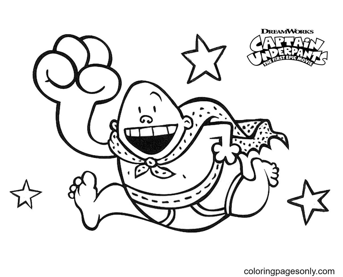 Captain Underpants With Stars Coloring Page
