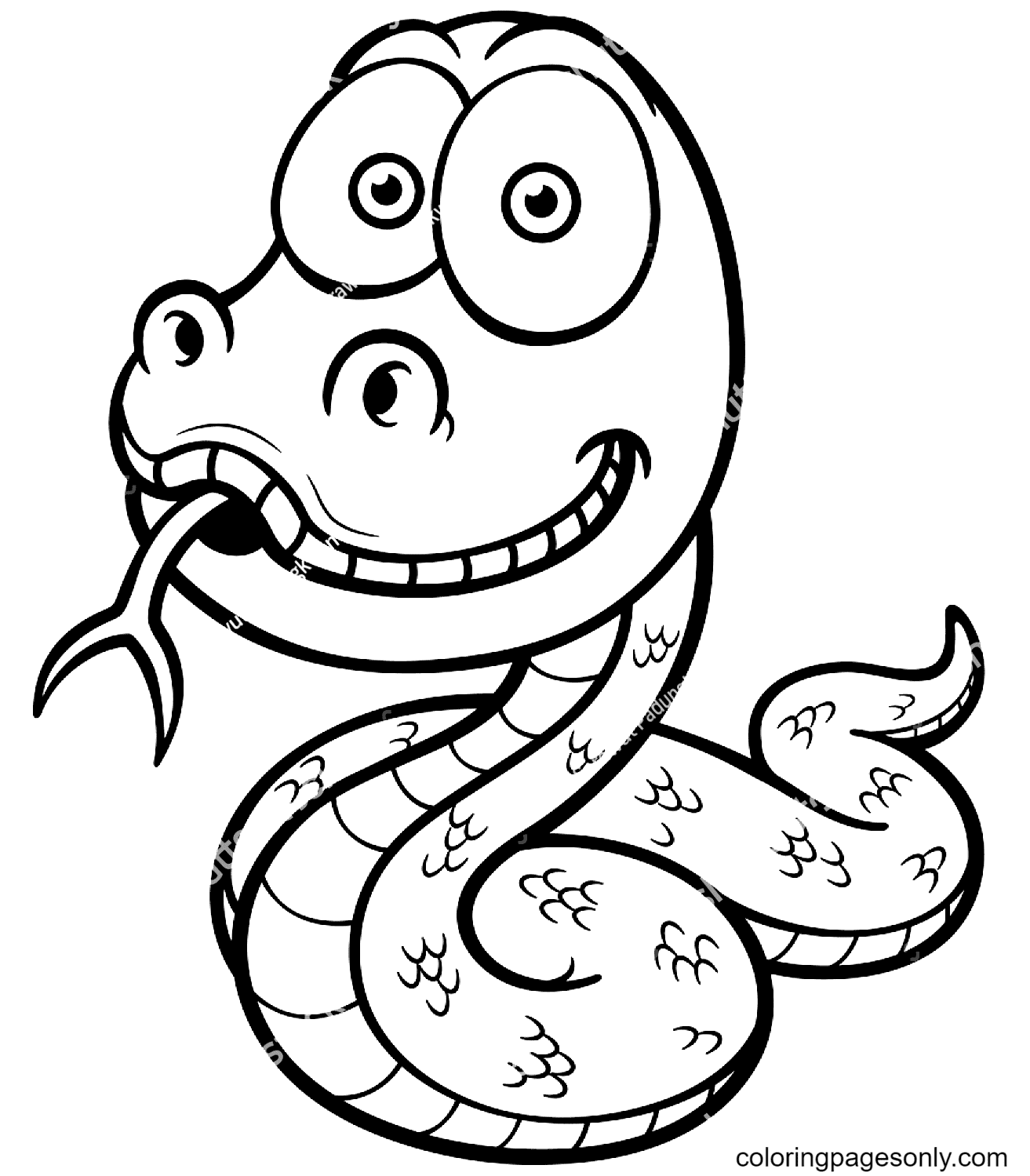 Cartoon Snake Printable Coloring Page