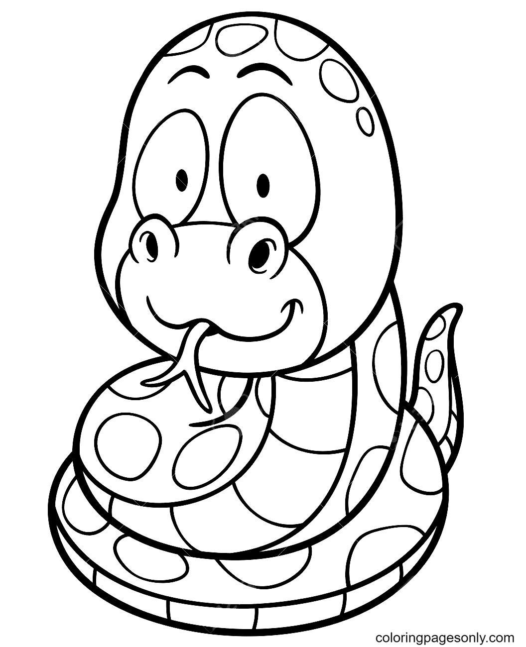 Cartoon Snake Coloring Page