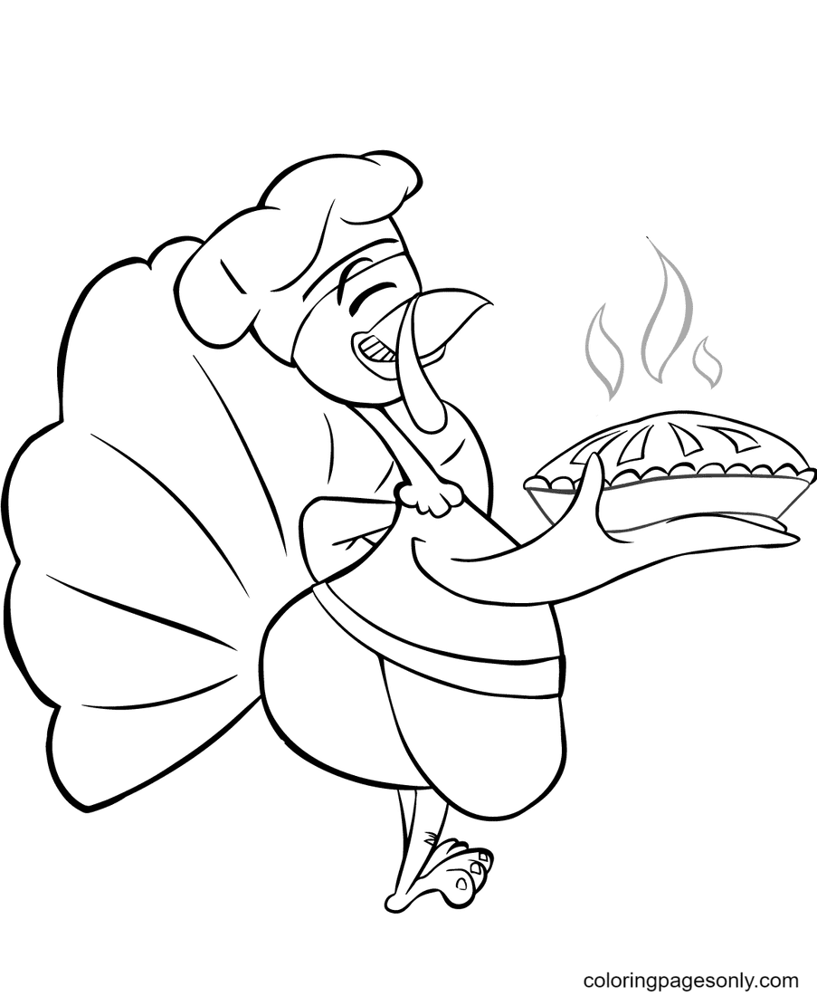 Cartoon Turkey Chef Coloring Pages