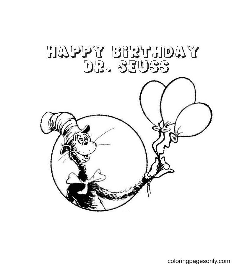 El gato con sombrero y globos del Dr. Seuss