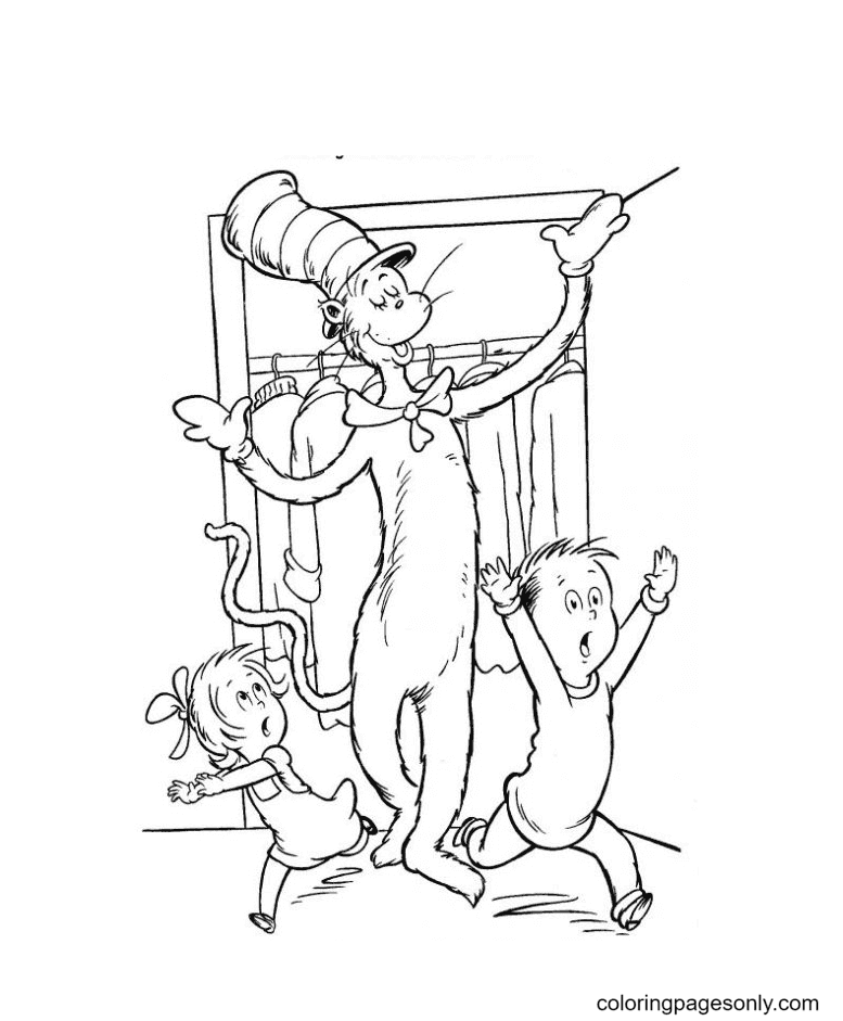 El gato con sombrero con Sally y su hermano de Dr. Seuss