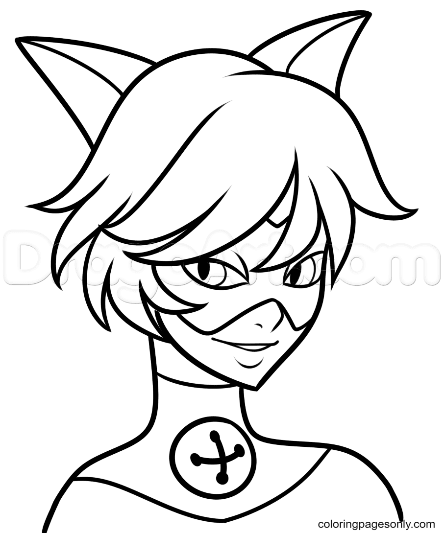 Cat Noir from Miraculous Coloring Page