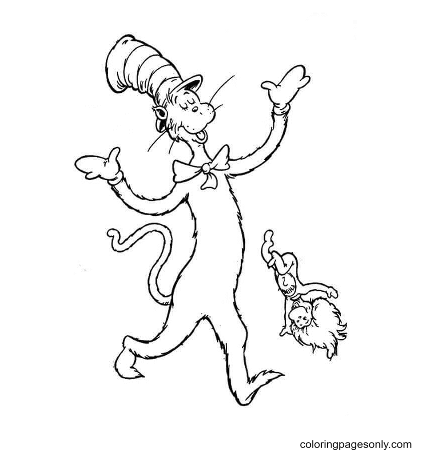 Cat With Thing Two Dr Seuss Coloring Page