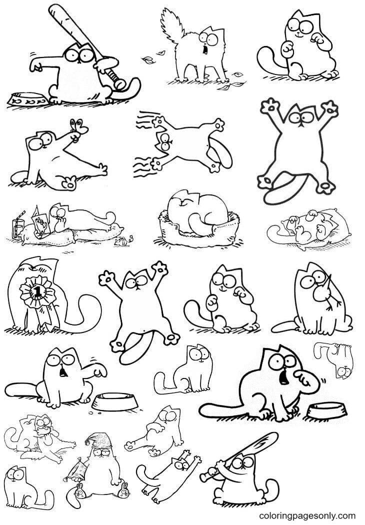 Pagina da colorare di gatti estetica