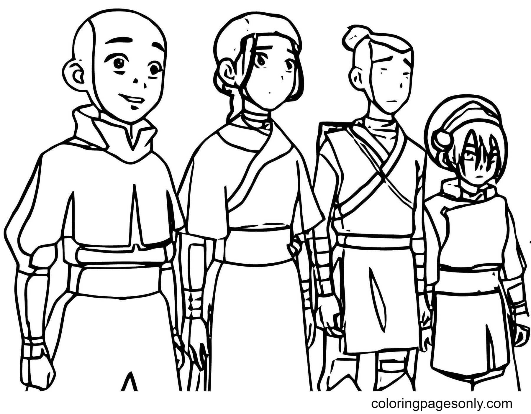 Characters From The Anime Avatar Coloring Pages