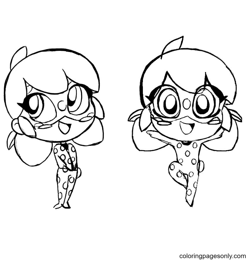 Desenhos para colorir de Chibi Ladybug e Cat Noir - Desenhos para colorir  gratuitos para impressão