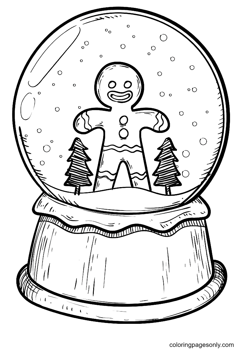 Рождественский снежный шар с пряничным человечком из Пряничного человечка