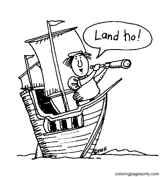 Christopher Columbus Day Free Coloring Page