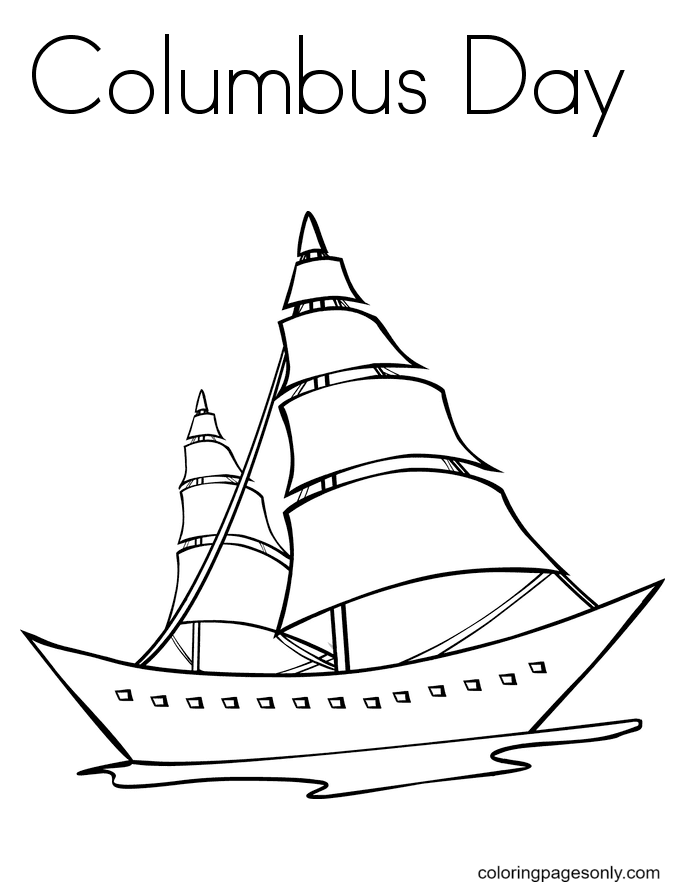 Columbus Day Free Printable Coloring Page