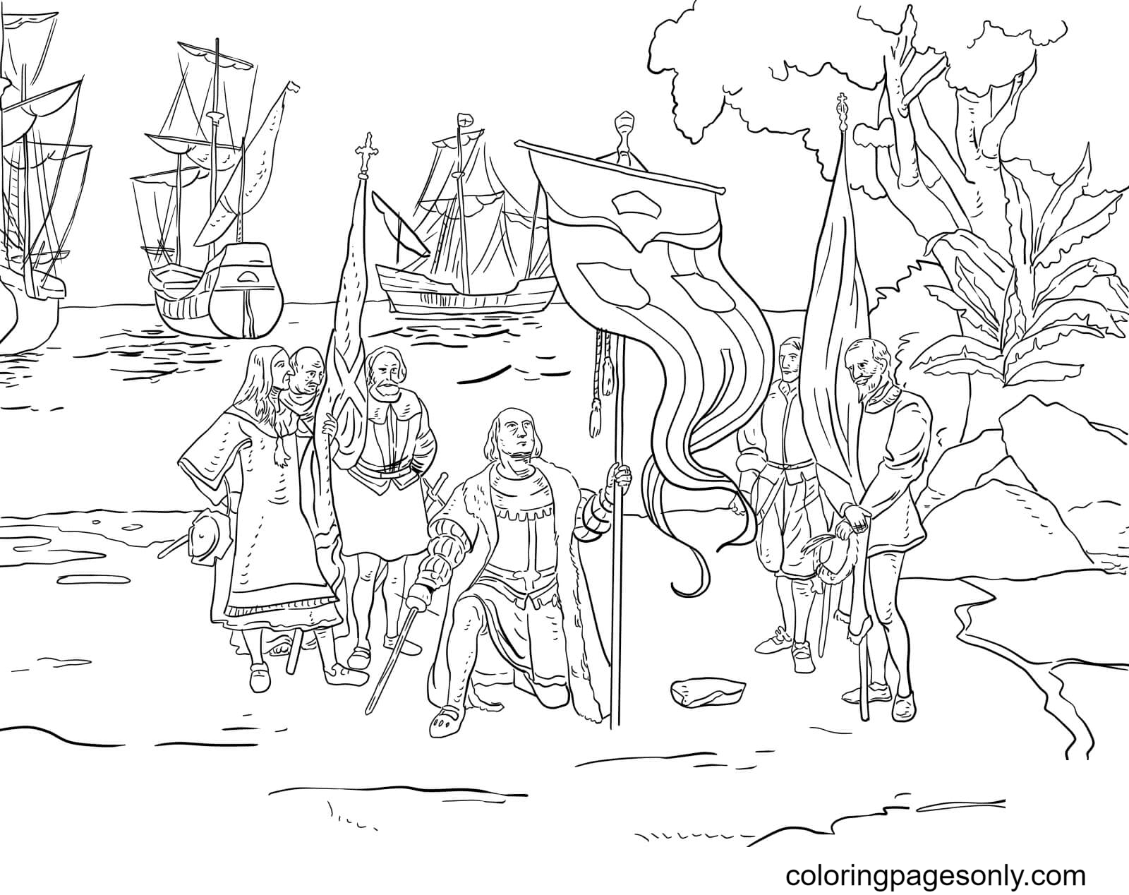 Columbus Taking Possession Coloring Pages