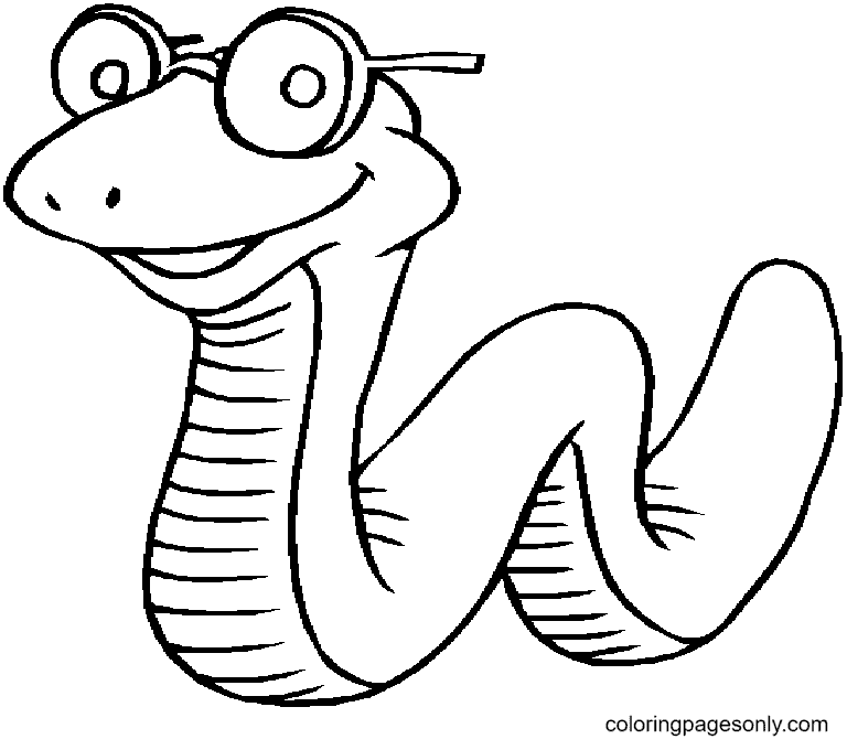 Cool Nerdy Snake Kleurplaat
