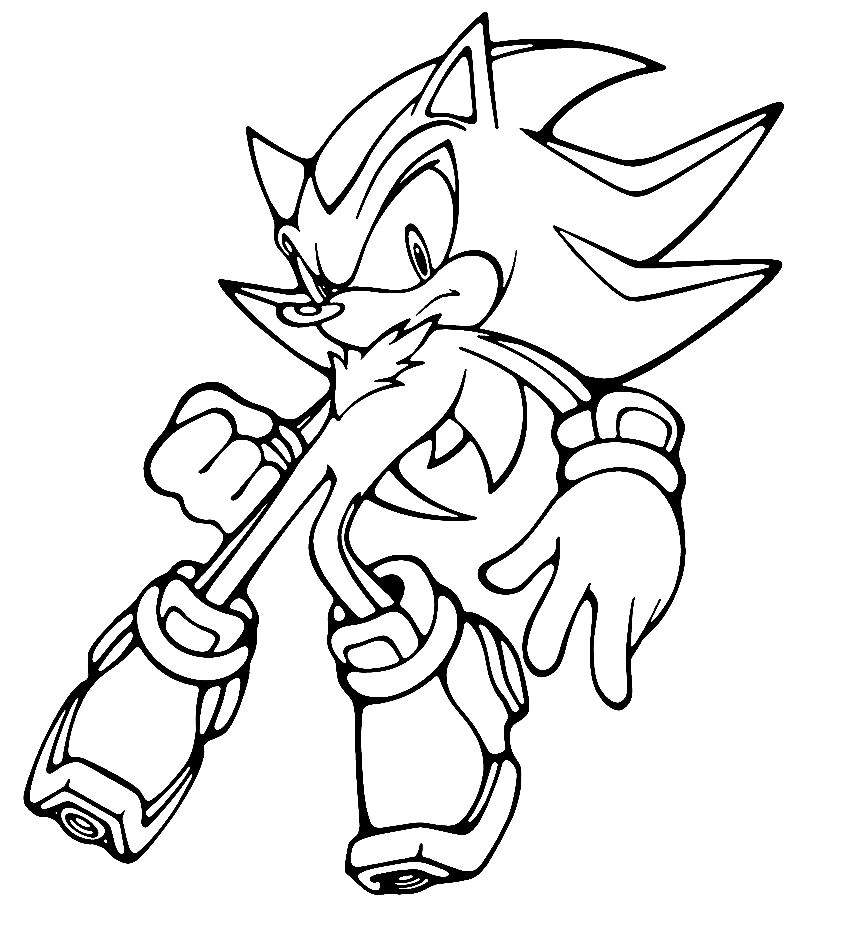 Cool Shadow the Hedgehog Kleurplaat